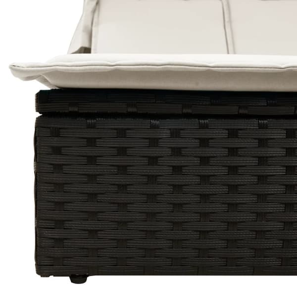 vidaXL solseng med baldakin og hynder polyrattan sort