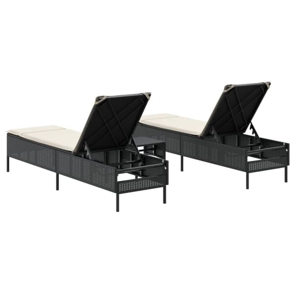 vidaXL Solsängar med dynor set 3 delar svart konstrotting