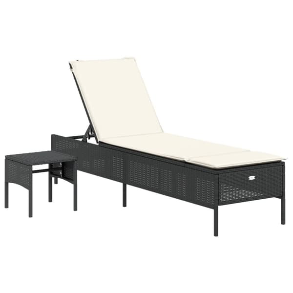 vidaXL Solsängar med dynor set 3 delar svart konstrotting