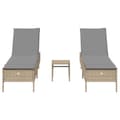 Miniatyrbillede 5 af 11: vidaXL liggestolesæt med hynde 3 dele polyrattan beige