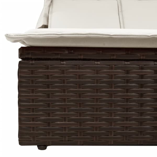 vidaXL solseng med baldakin og hynder polyrattan brun