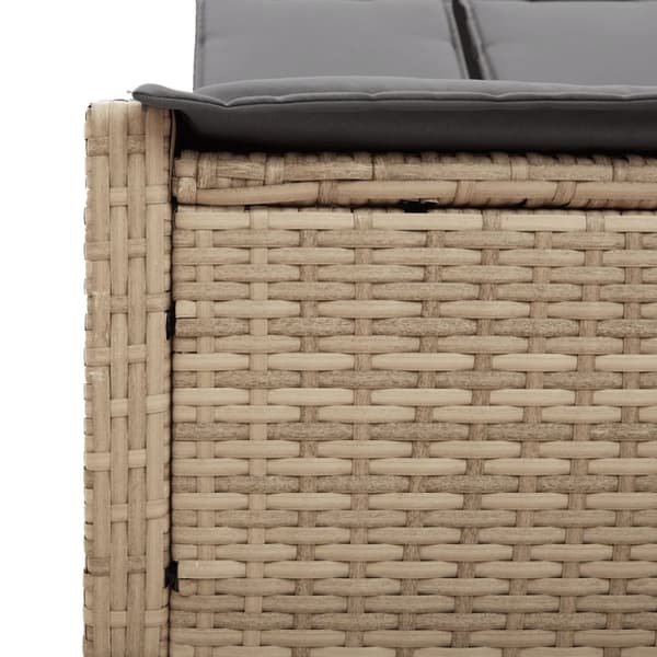 vidaXL Dubbel solsäng med dynor beige konstrotting