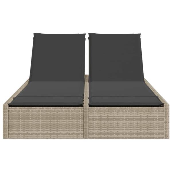 vidaXL solseng med hynder polyrattan lysegrå