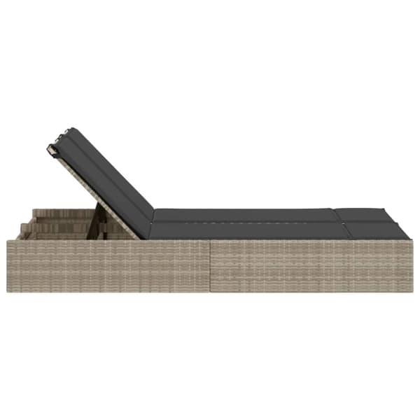 vidaXL solseng med hynder polyrattan lysegrå