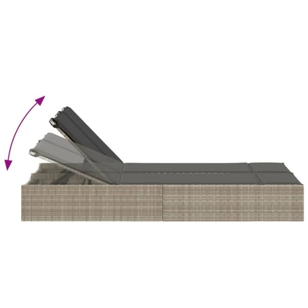 vidaXL solseng med hynder polyrattan lysegrå