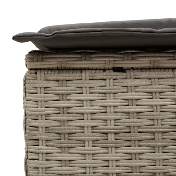 vidaXL solseng med hynder polyrattan lysegrå