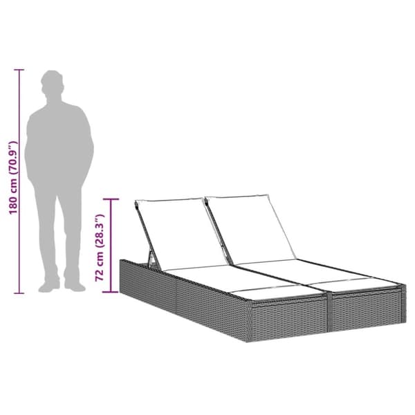 vidaXL solseng med hynder polyrattan lysegrå