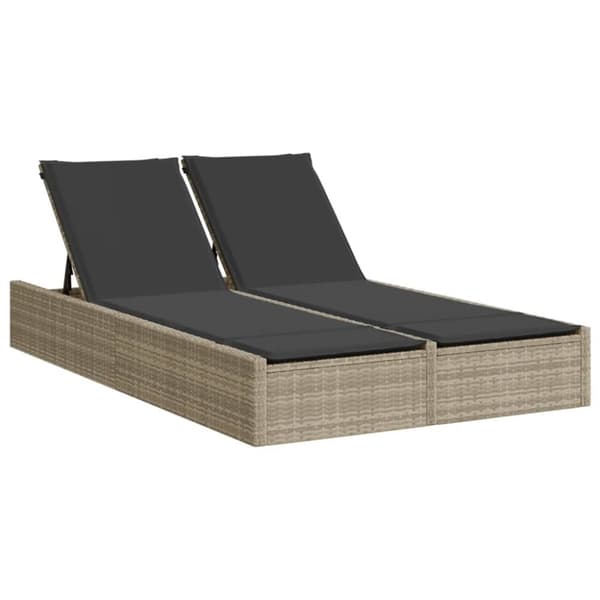 vidaXL solseng med hynder polyrattan lysegrå