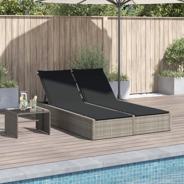 vidaXL solseng med hynder polyrattan lysegrå