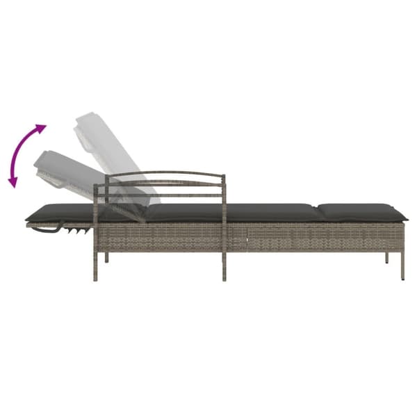 vidaXL liggestol med hynde 63x200x81 cm polyrattan grå