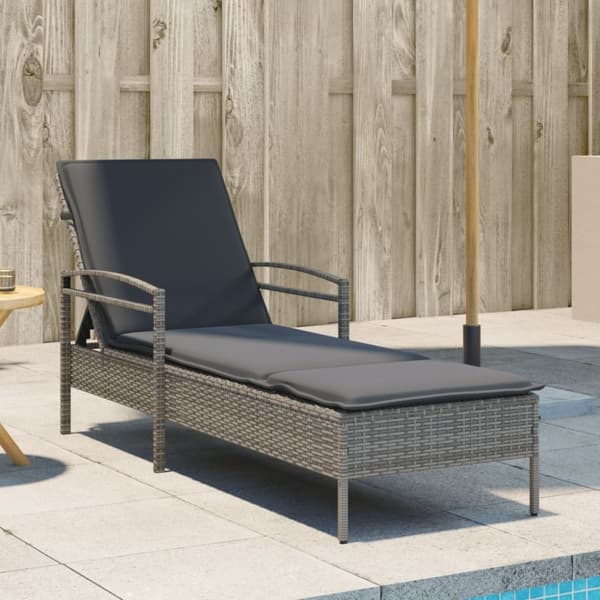 vidaXL liggestol med hynde 63x200x81 cm polyrattan grå