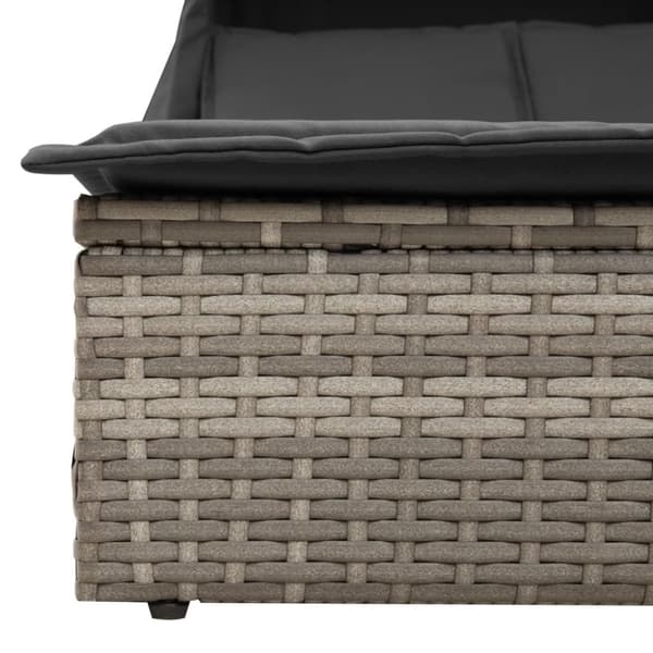 vidaXL solseng med baldakin og hynder polyrattan grå