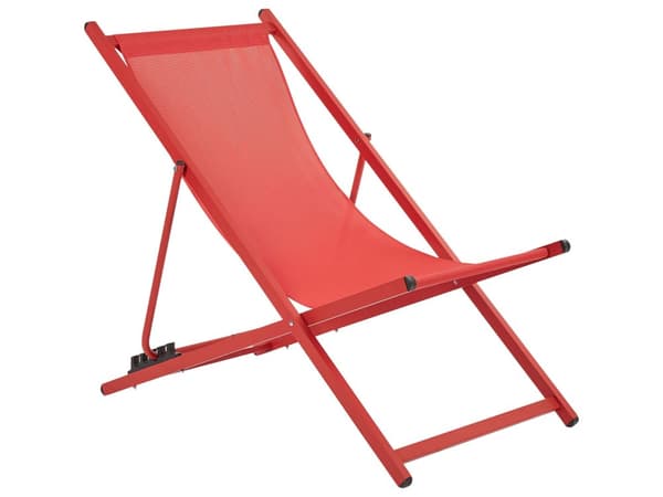 Solstol Röd med Ram Aluminium Justerbar Trädgård Strand