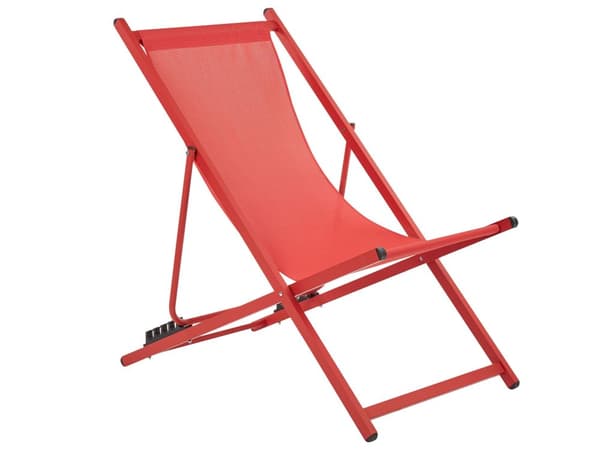 Solstol Röd med Ram Aluminium Justerbar Trädgård Strand