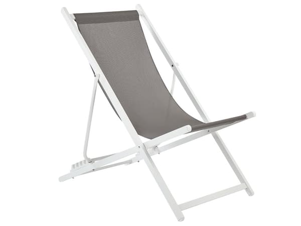 Solstol Grå och Vit med Ram Aluminium Justerbar Trädgård Strand