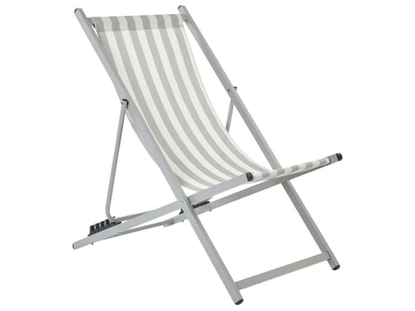 Solstol Vit och Grå med Ram Aluminium Justerbar Trädgård Strand