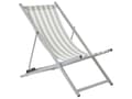 Miniatyrbilde 4 av 10: Sammenleggbar Solstol Hvit Grå Textilene Stripete Mønster Slynge Sete Strandstol Justerbart ryggstøtte Patio Recliner