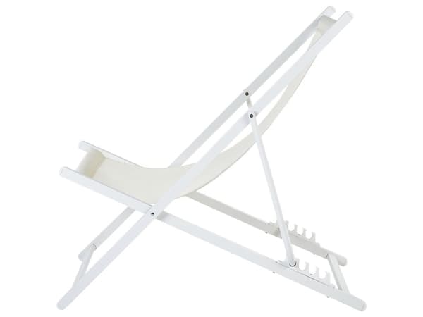 Sammenleggbar Strandstol Beige og Hvit Textilene Stripete Mønster Slynge Sete Strandstol Justerbart Ryggstøtte Patio Recliner