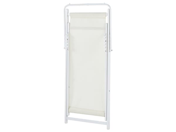 Sammenleggbar Strandstol Beige og Hvit Textilene Stripete Mønster Slynge Sete Strandstol Justerbart Ryggstøtte Patio Recliner