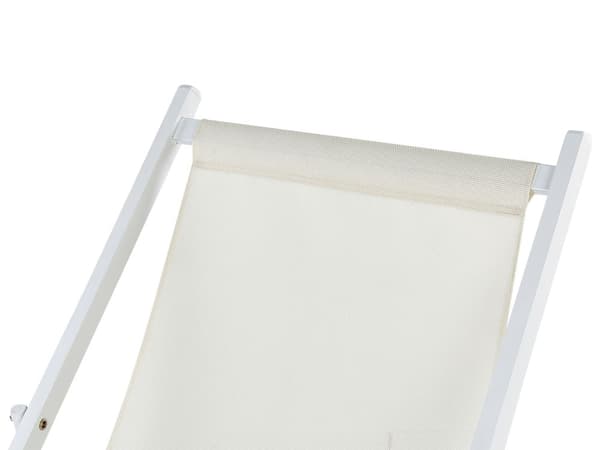 Sammenleggbar Strandstol Beige og Hvit Textilene Stripete Mønster Slynge Sete Strandstol Justerbart Ryggstøtte Patio Recliner