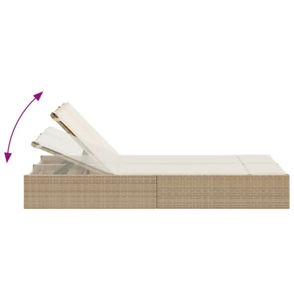 vidaXL solseng med hynder polyrattan beige
