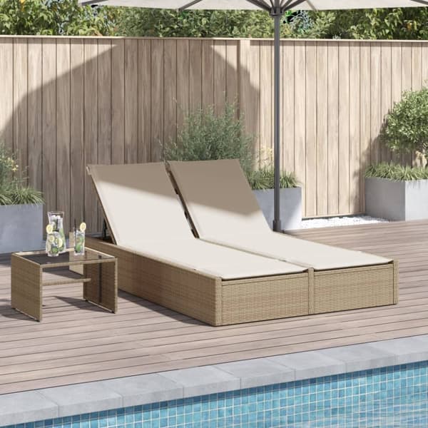 vidaXL solseng med hynder polyrattan beige