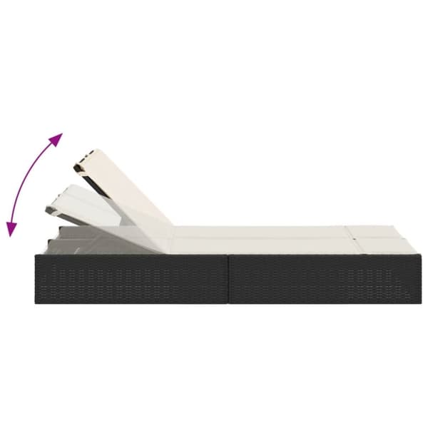 vidaXL dobbelt loungesofa med hynder polyrattan sort