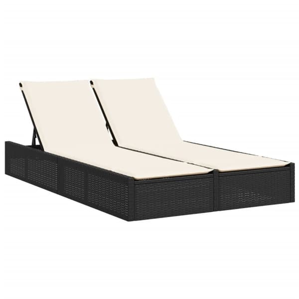 vidaXL dobbelt loungesofa med hynder polyrattan sort