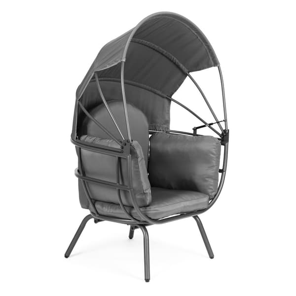 Loungestol til haven - stålkonstruktion - maksimal belastning 150 kg - foldbar parasol