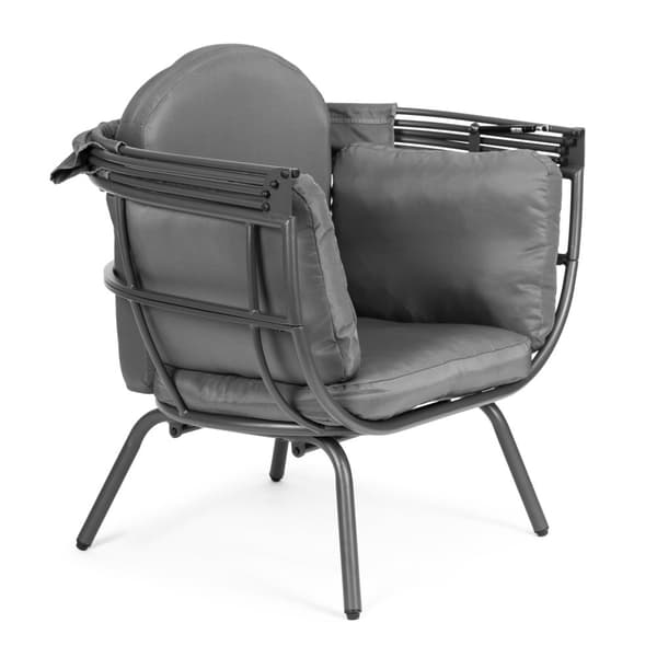 Loungestol til haven - stålkonstruktion - maksimal belastning 150 kg - foldbar parasol