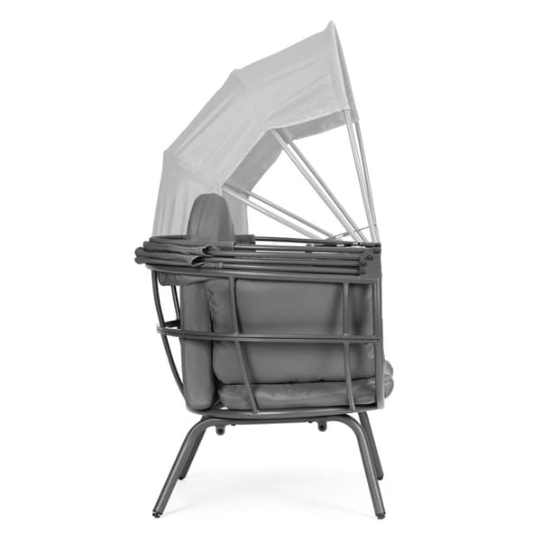 Loungestol til haven - stålkonstruktion - maksimal belastning 150 kg - foldbar parasol