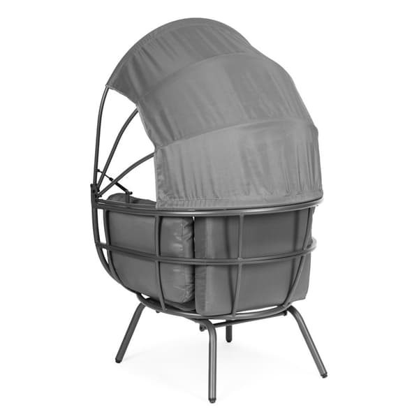 Loungestol til haven - stålkonstruktion - maksimal belastning 150 kg - foldbar parasol
