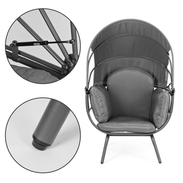 Loungestol til haven - stålkonstruktion - maksimal belastning 150 kg - foldbar parasol