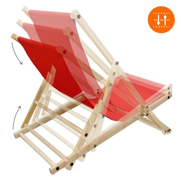 Set med 5 hopfällbara solstolar rött trä justerbart ryggstöd upp till 120 kg solstol trädgård solstol strand solstol