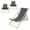 Miniatyrbild 1 av 8: Uppsättning av 3 trädgårdsstolar trä strandstol hopfällbar strandstol strandstol camping solstol solstol hopfällbar solstol antracit