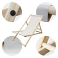 Miniatyrbild 5 av 8: Set med 5 hopfällbara solstolar beige trä justerbart ryggstöd upp till 120 kg solstol trädgård solstol strand solstol