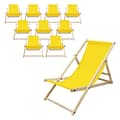 Miniatyrbild 1 av 8: Set med 10 hopfällbara solstolar svart trä justerbart ryggstöd upp till 120 kg solstol trädgård solstol strand solstol