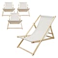 Miniatyrbild 1 av 8: Set med 4 hopfällbara solstolar beige trä justerbart ryggstöd upp till 120 kg solstol trädgård solstol strand solstol