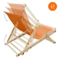 Miniatyrbild 4 av 8: Set med 4 hopfällbara solstolar orange trä justerbart ryggstöd upp till 120 kg solstol trädgård solstol strand solstol