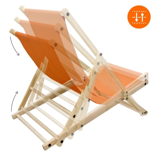 Set med 4 hopfällbara solstolar orange trä justerbart ryggstöd upp till 120 kg solstol trädgård solstol strand solstol