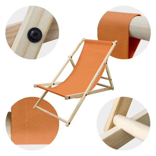 Set med 4 hopfällbara solstolar orange trä justerbart ryggstöd upp till 120 kg solstol trädgård solstol strand solstol