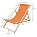 Miniatyrbild 7 av 8: Set med 4 hopfällbara solstolar orange trä justerbart ryggstöd upp till 120 kg solstol trädgård solstol strand solstol