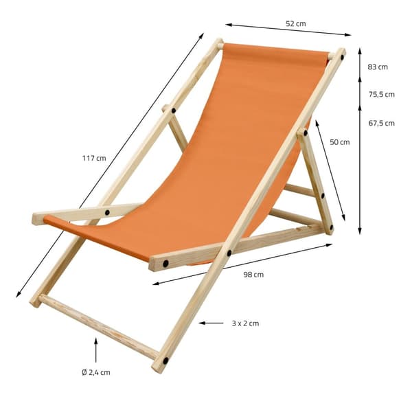 Set med 4 hopfällbara solstolar orange trä justerbart ryggstöd upp till 120 kg solstol trädgård solstol strand solstol