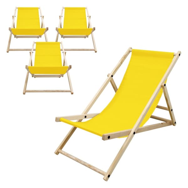 Set med 4 hopfällbara solstolar svart trä justerbart ryggstöd upp till 120 kg solstol trädgård solstol strand solstol