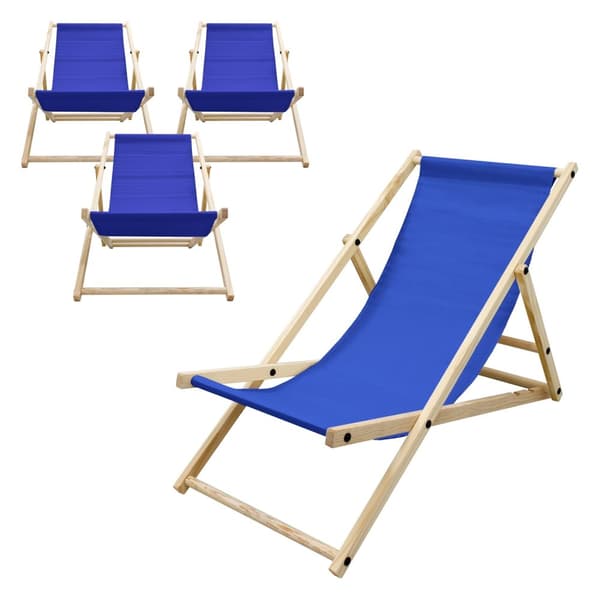 Set med 4 hopfällbara solstolar mörkblått trä justerbart ryggstöd upp till 120 kg solstol trädgårdsstol strandstol solstol strandstol trä hopfällbar