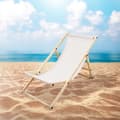 Miniatyrbild 8 av 8: Set med 3 hopfällbara solstolar beige trä justerbart ryggstöd upp till 120 kg solstol trädgård solstol strand solstol