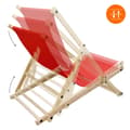 Miniatyrbild 4 av 8: Set med 3 hopfällbara solstolar rött trä justerbart ryggstöd upp till 120 kg solstol trädgård solstol strand solstol