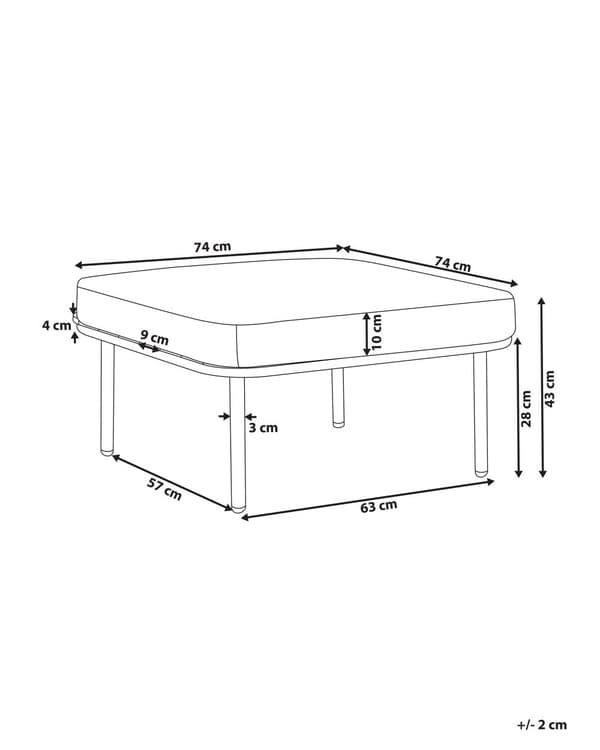 Hage Fotskammel Hvit Aluminiumsramme 74 x 74 cm Grå Pute med Lameller Elegant stil