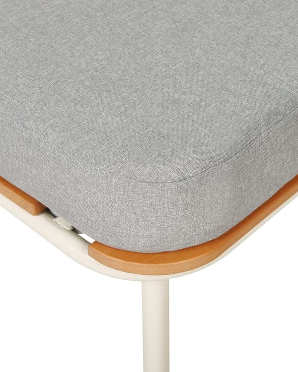 Hage Fotskammel Hvit Aluminiumsramme 74 x 74 cm Grå Pute med Lameller Elegant stil