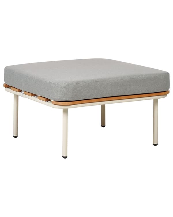 Hage Fotskammel Hvit Aluminiumsramme 74 x 74 cm Grå Pute med Lameller Elegant stil